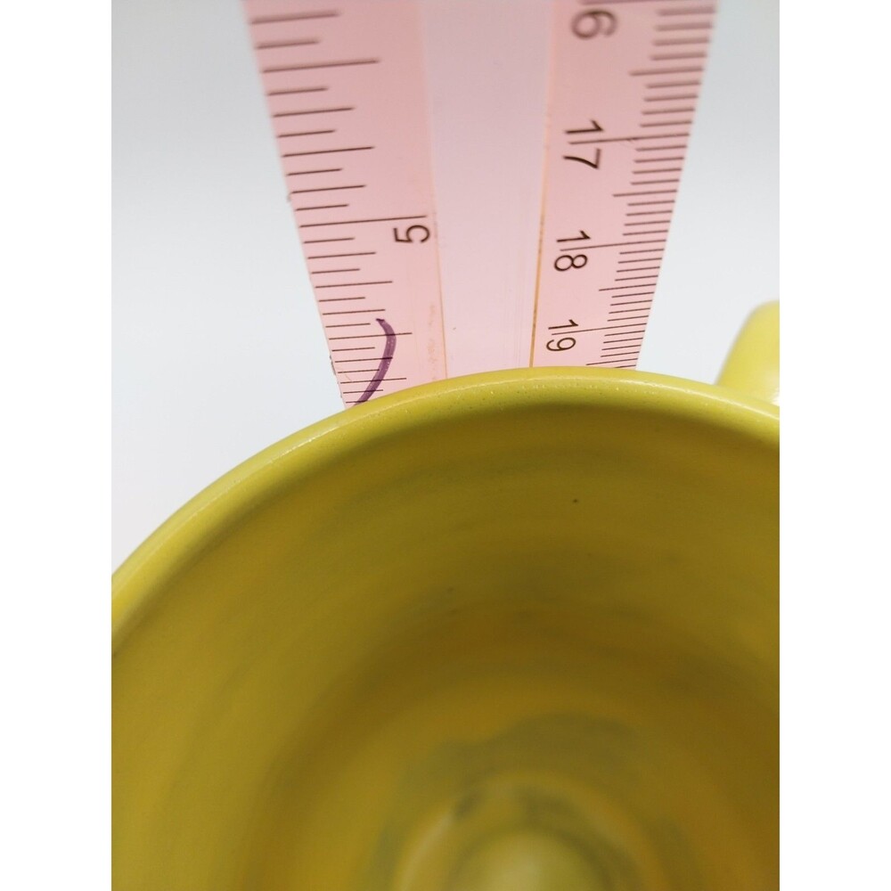 Papillon Marketplace Haiti Hand thrown Ceramic Coffee Mug Yellow Signed Lucifer - Picture 5 of 7